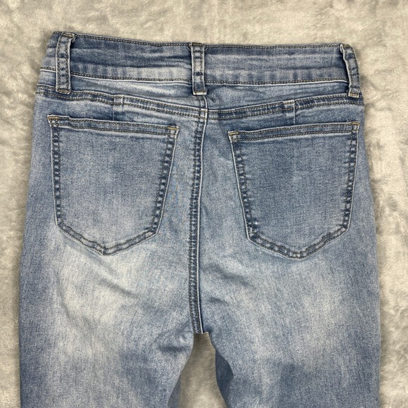 SHEIN Flare Jeans Womens Size 2 XS Light Blue High Rise Front Seam Stretch Denim - Picture 12 of 13